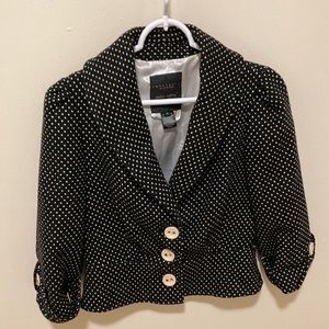 Sanctuary Clothing Black Polka Dot Cropped Blazer with Puff Sleeves Size M